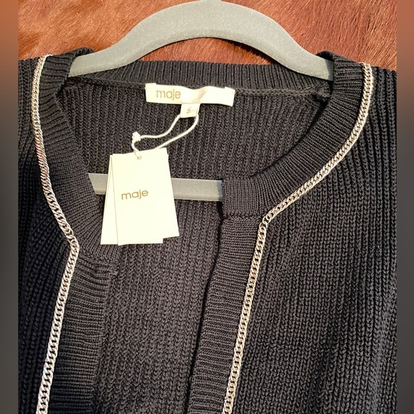 NWT maje women knit cardigan black gold size 2 - Picture 4 of 16